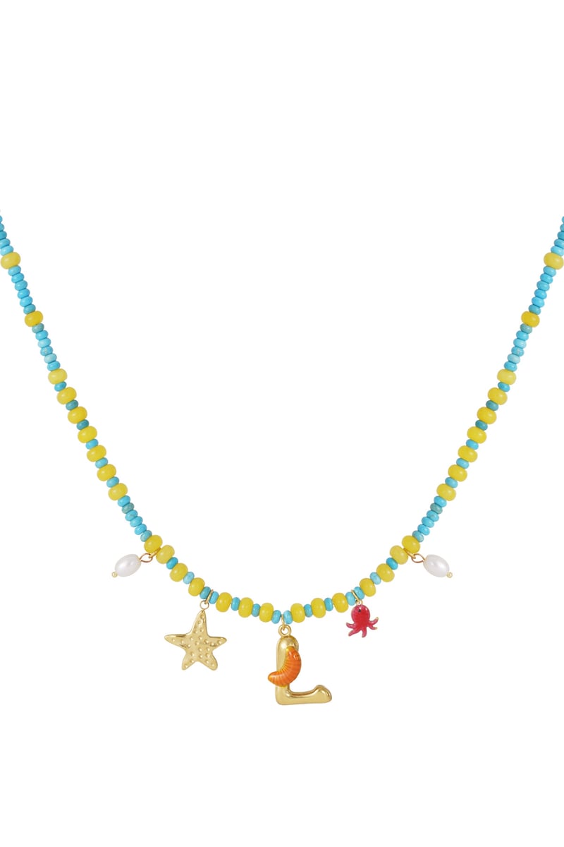 Vrolijke kralen initialen ketting met bedels