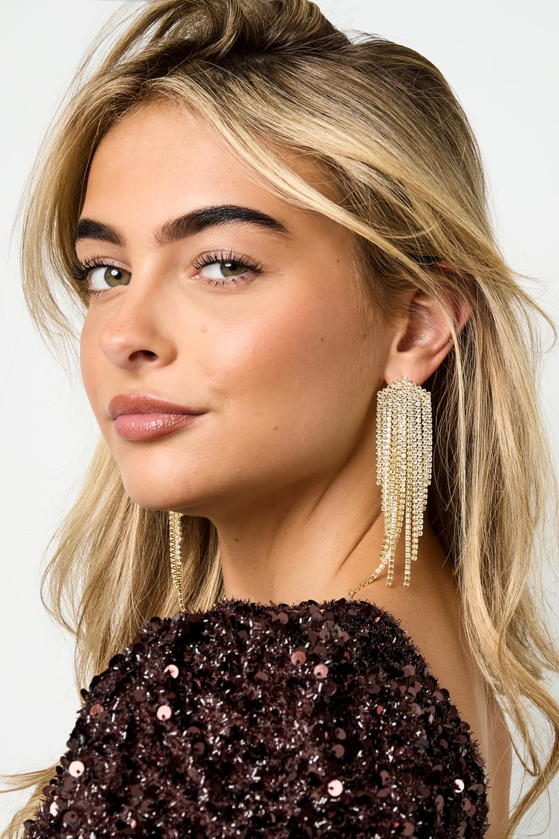 Koperen oorbellen met hanger, geometrisch, elegant, kerst, luxe serie, damessieraden