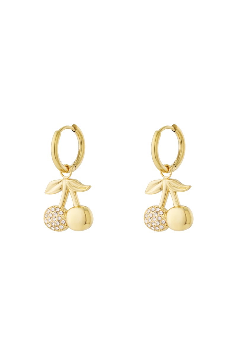 Oorbellen met kersenkleurige glitter