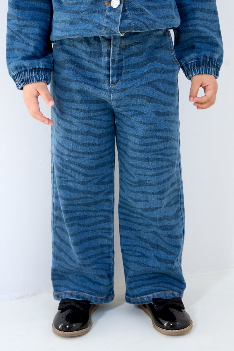 Twinning zebra style broek kind 8 jaar - Blauw