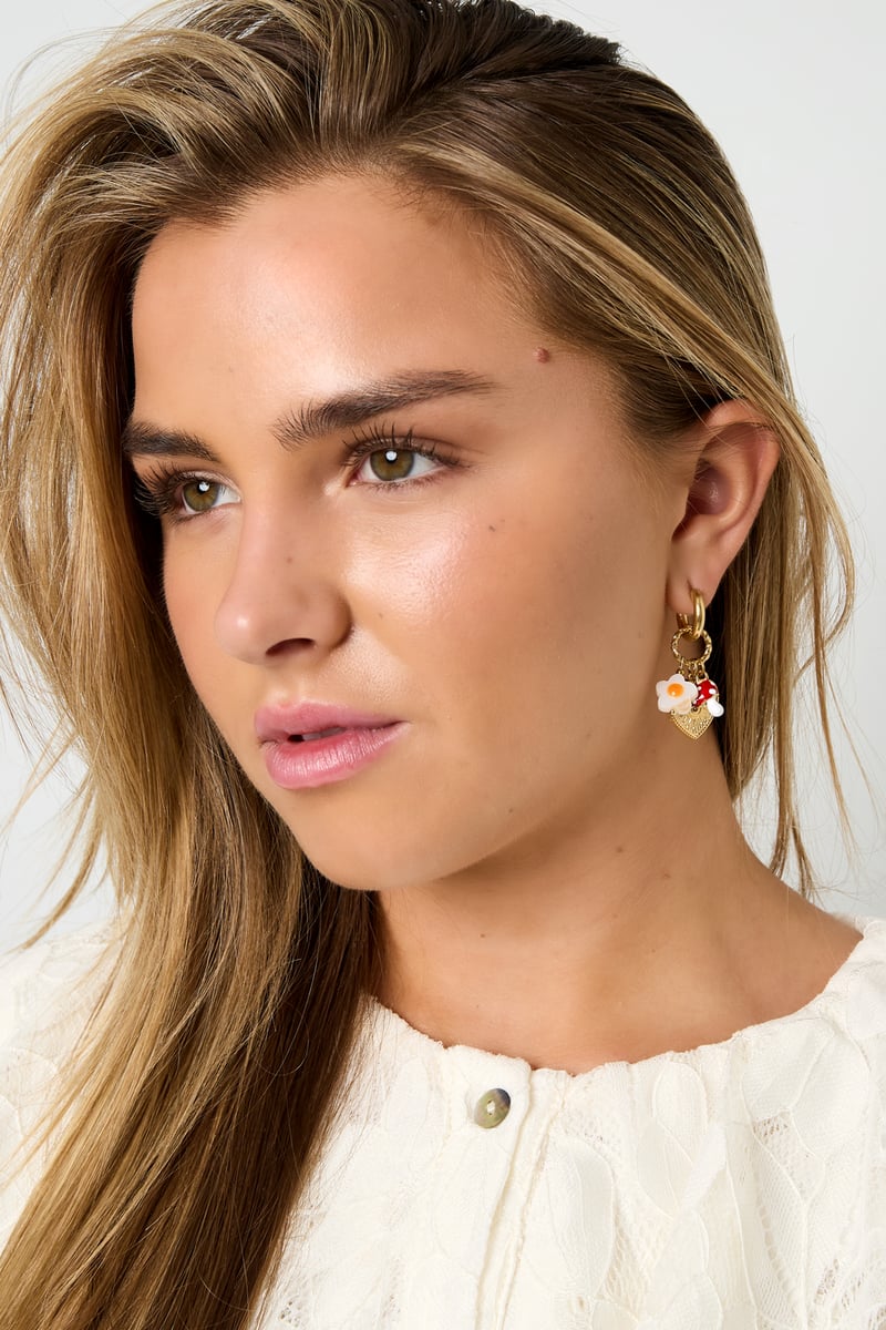 Oorbellen met bloemen, duivelsoog, hart, plant, casual, dagelijks, eenvoudig, serie, damessieraden