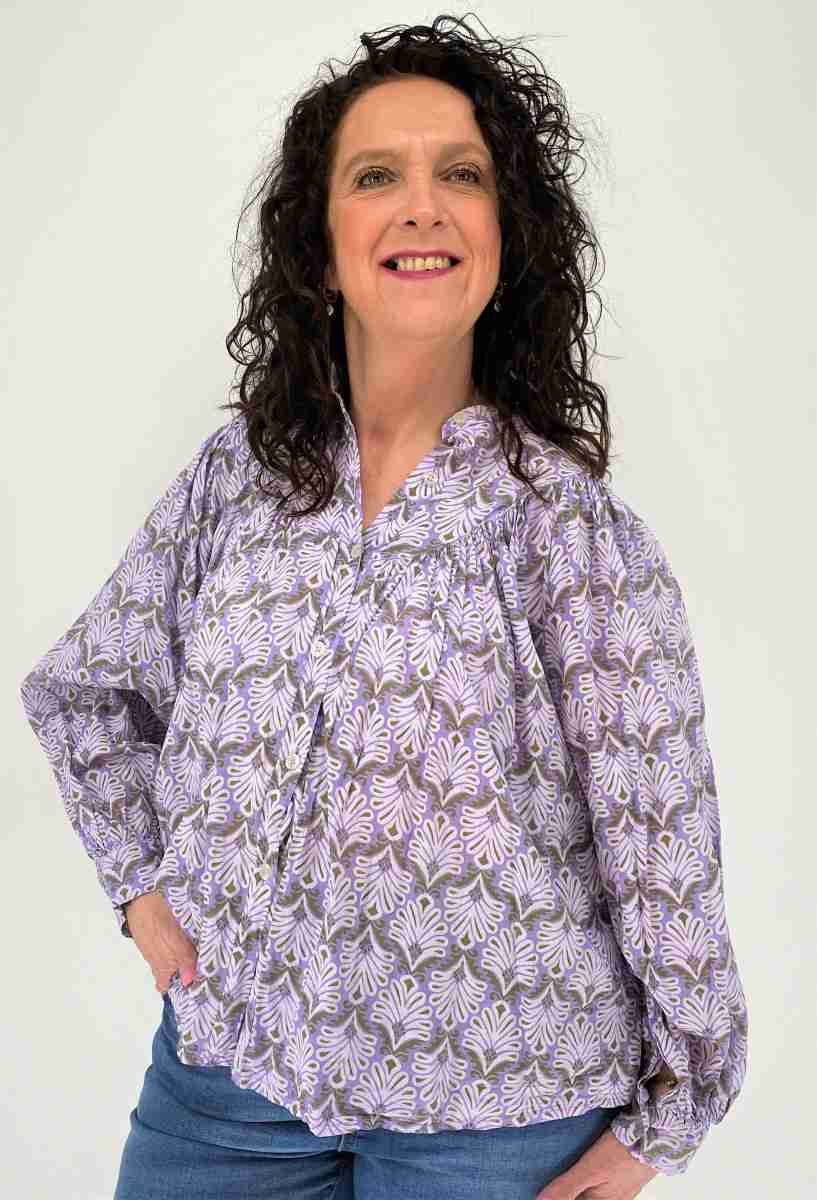 Blouse met Pofmouwen - Lila