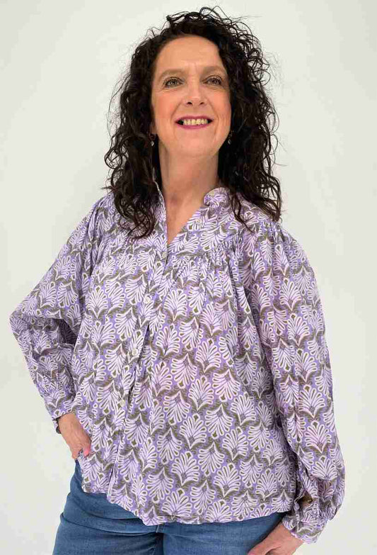 Blouse met Pofmouwen - Lila