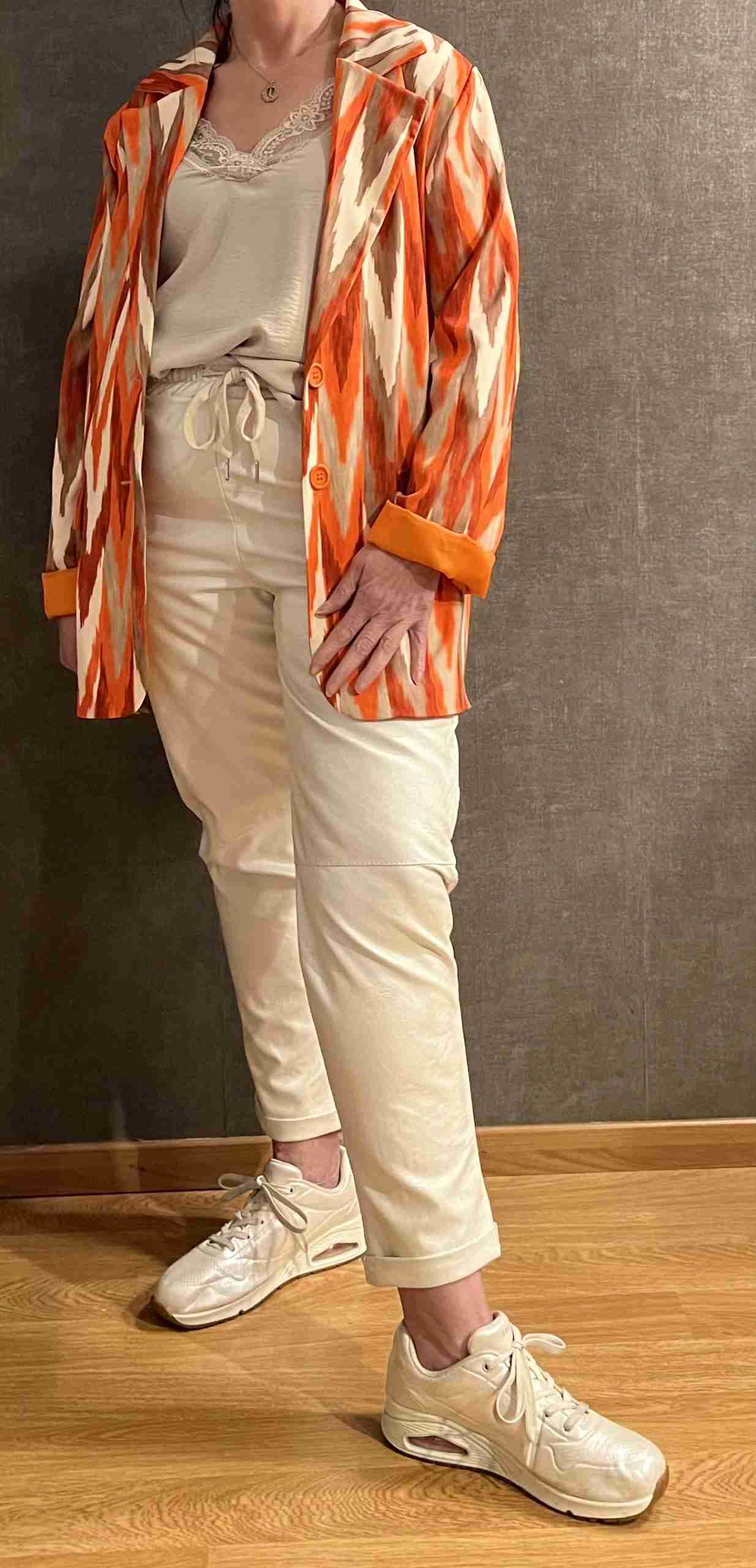 Oversized Blazer Vrolijke Print Oranje
