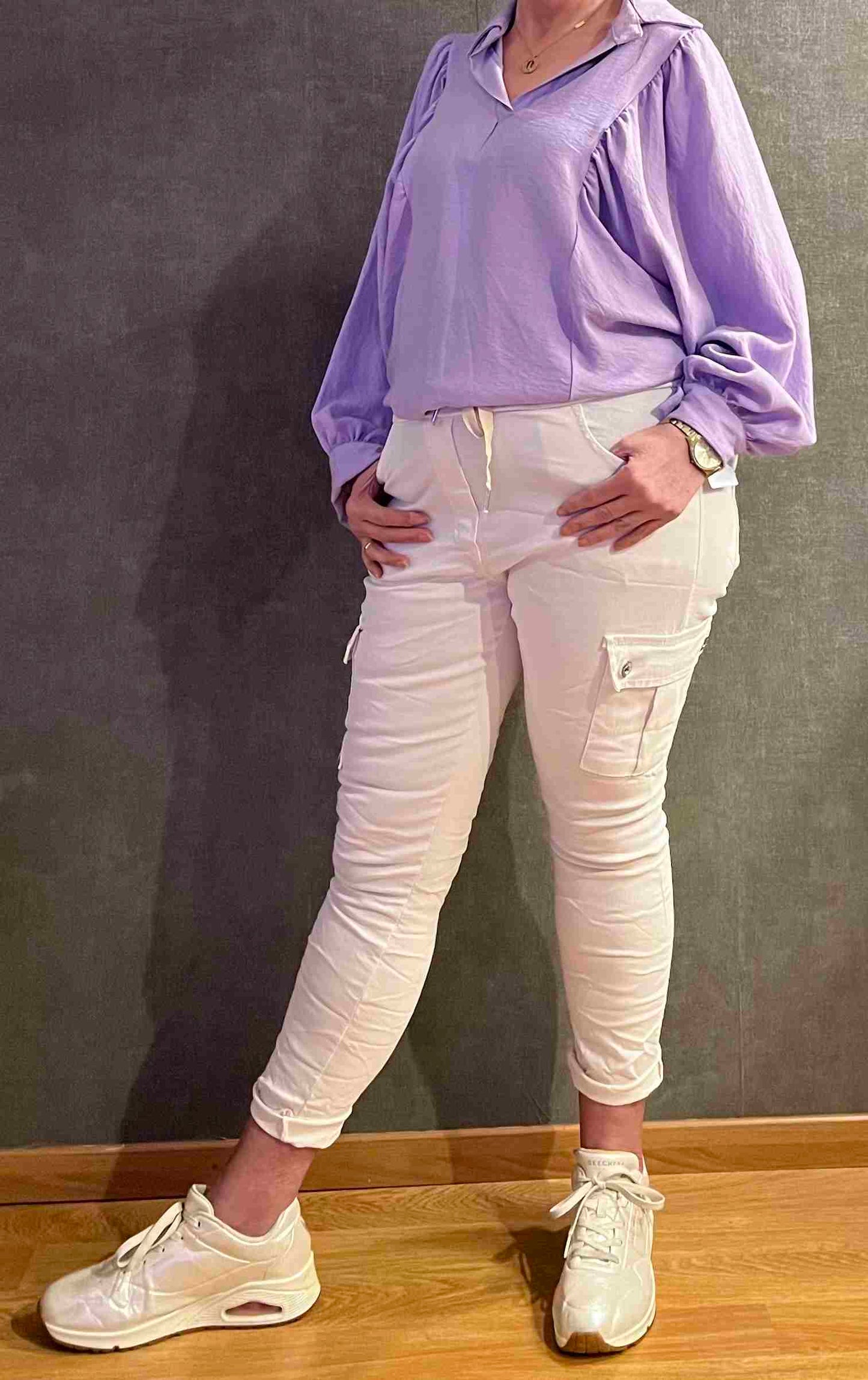 lila top vlindermouwen