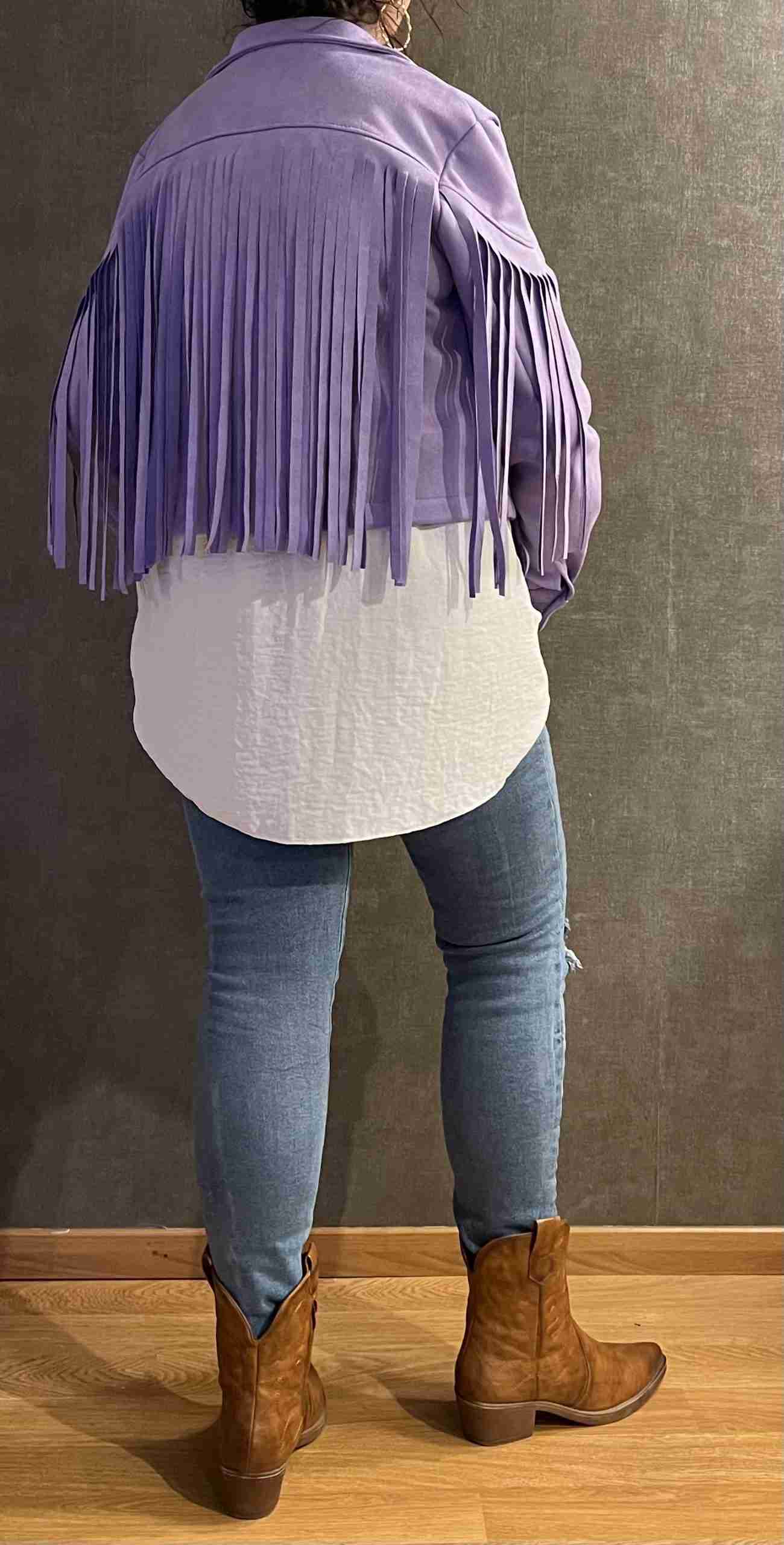 Suede Fringe Jasje Lila