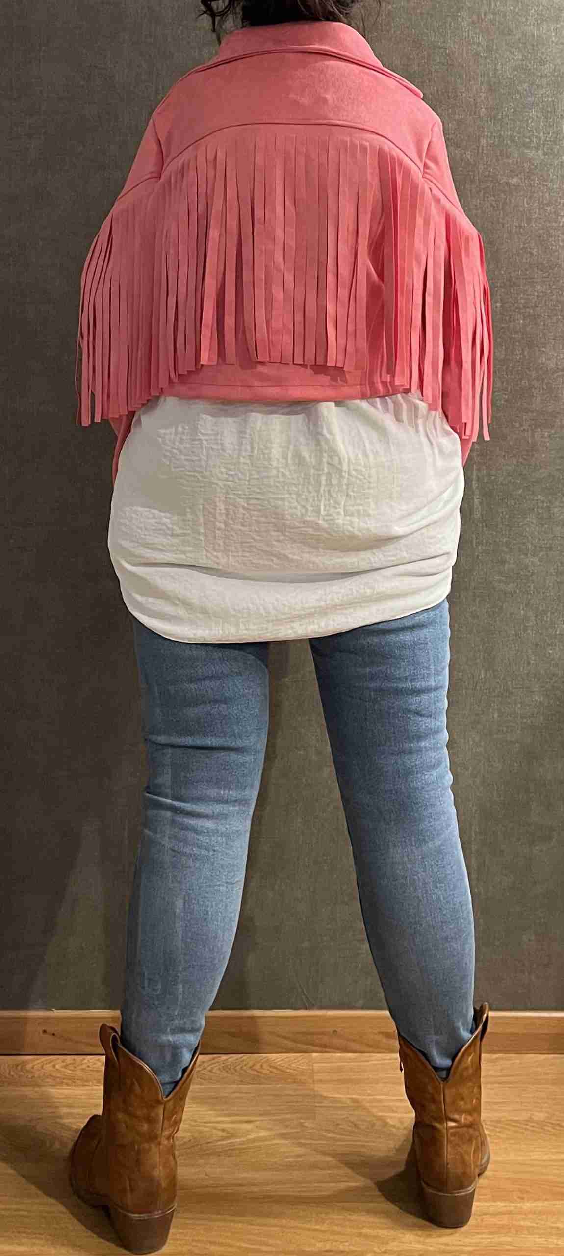Suede Fringe jasje rose