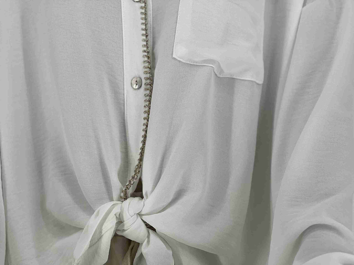 Blouse Wit met Gouden Randen