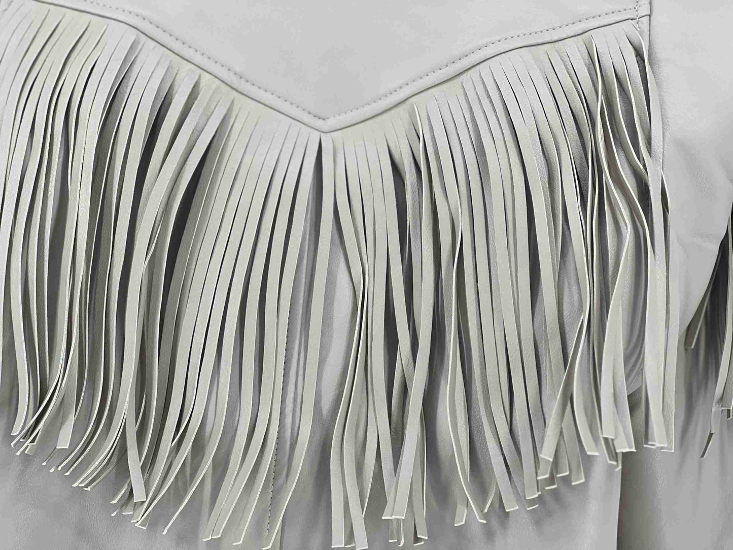 lederlook fringe jasje crème