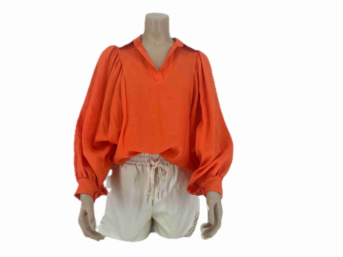 Oranje Top Vlinder Mouwen