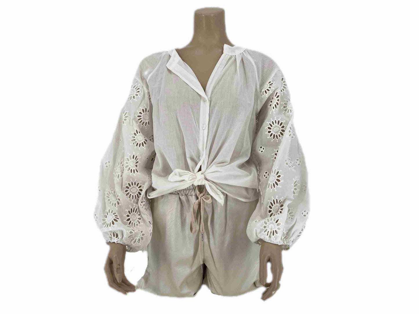 Blouse met Broderie Mouwen