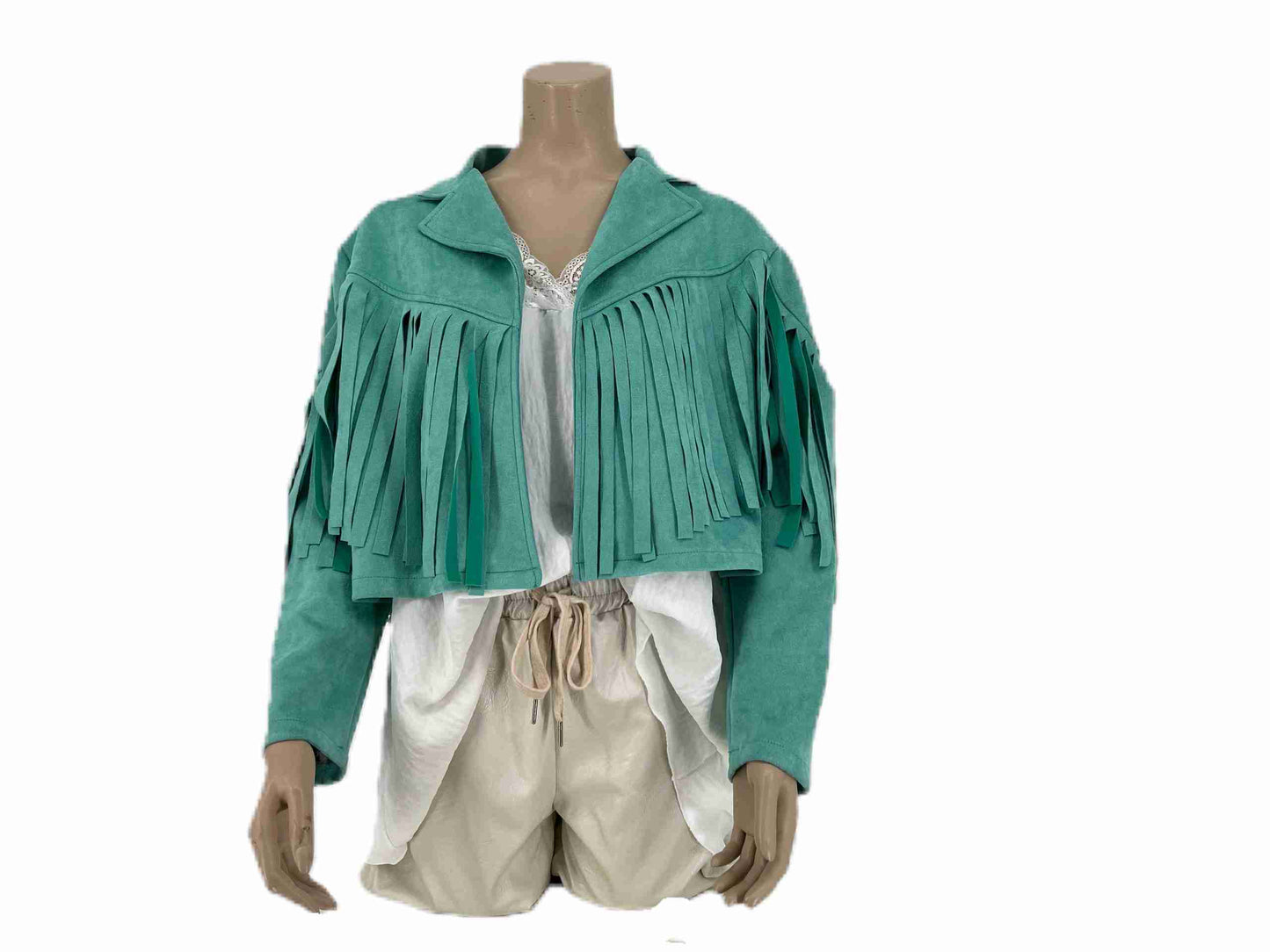 fringe jasje aqua/mint