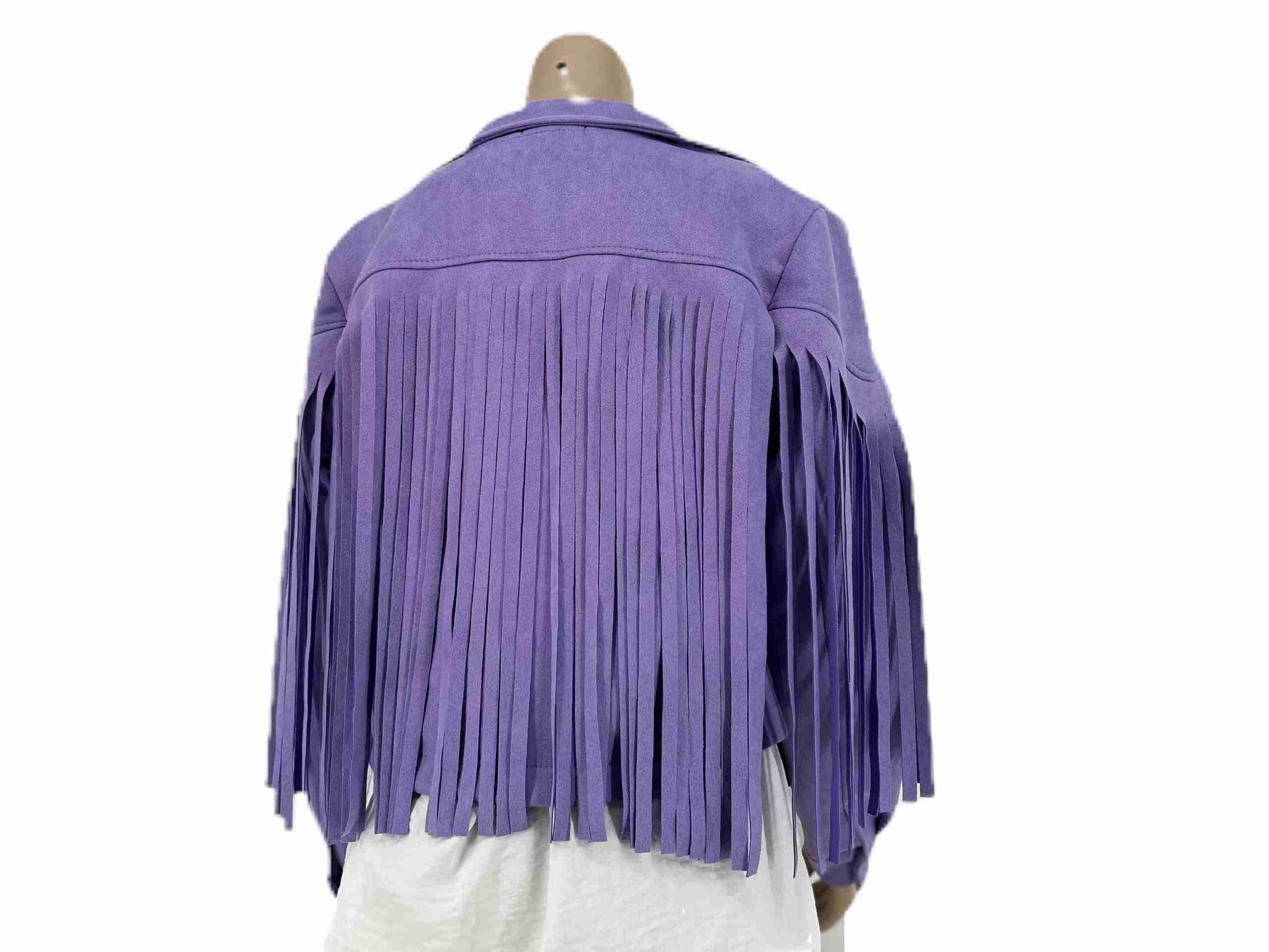 Suede Fringe Jasje Lila