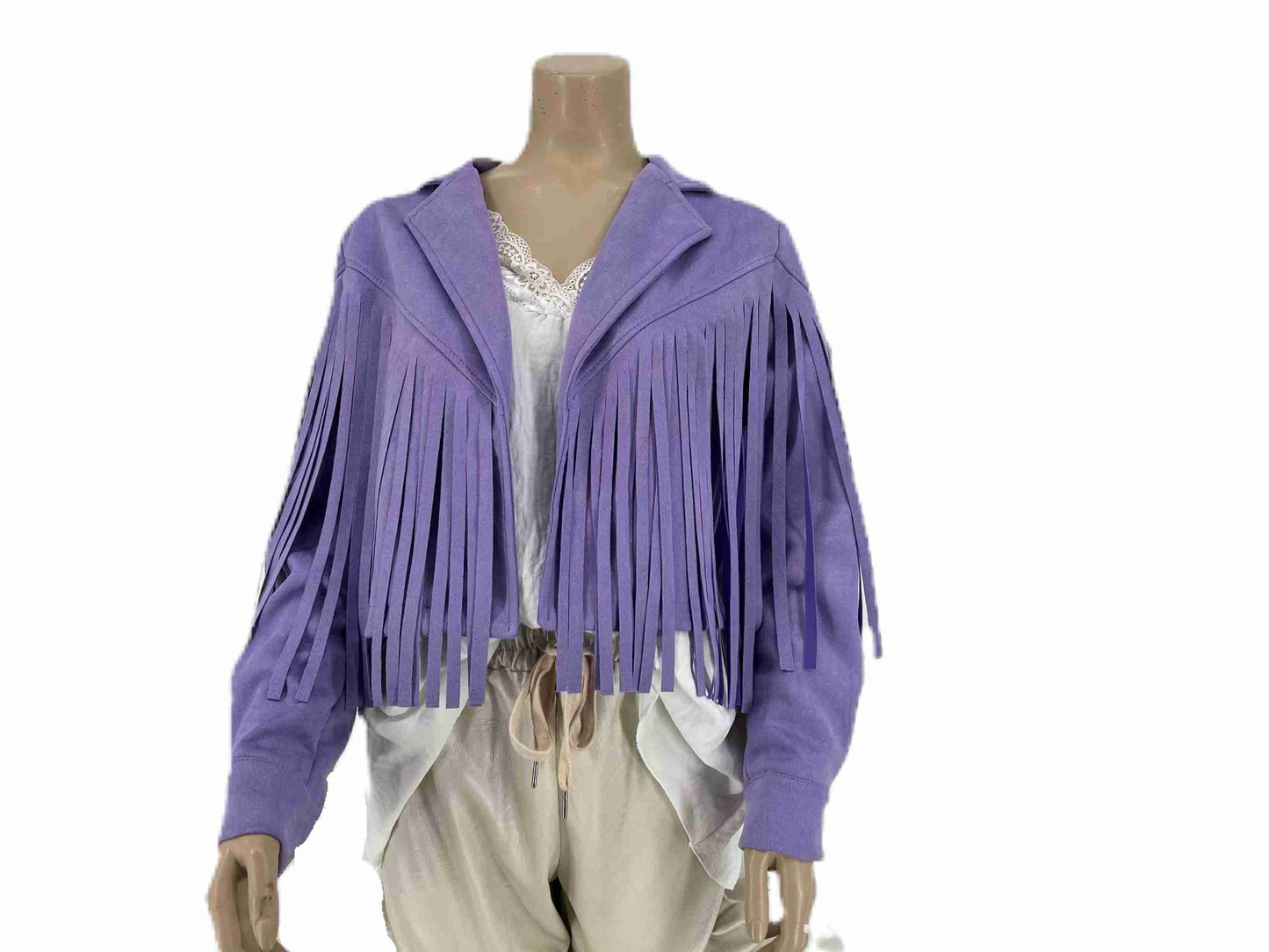 Suede Fringe Jasje Lila