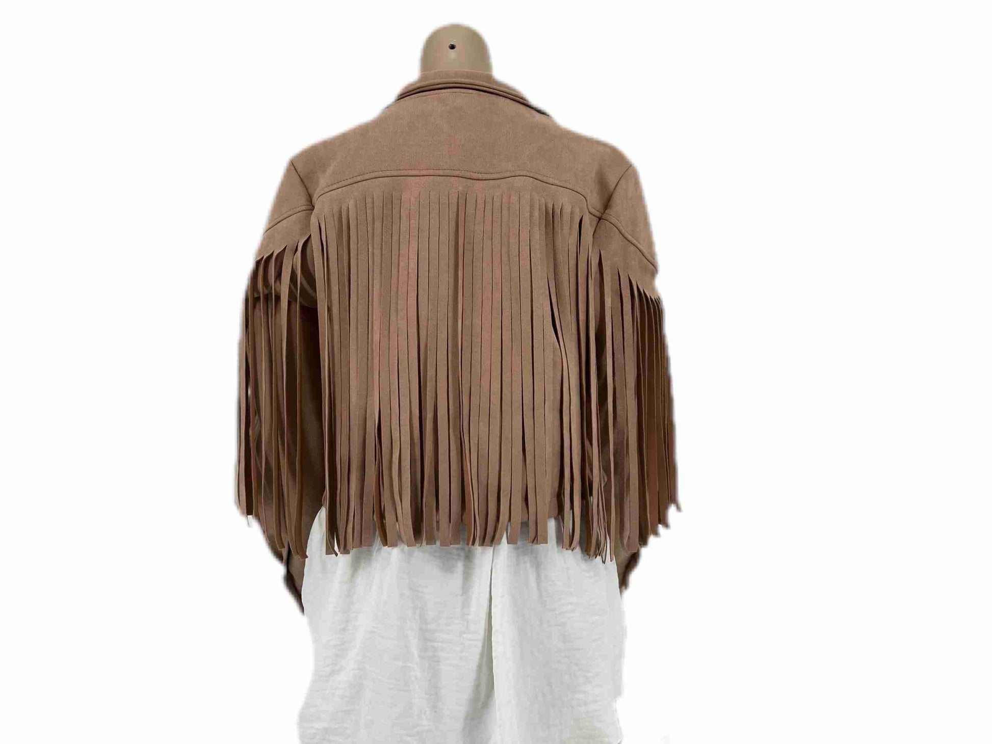 Suede Fringe Jasje Beige