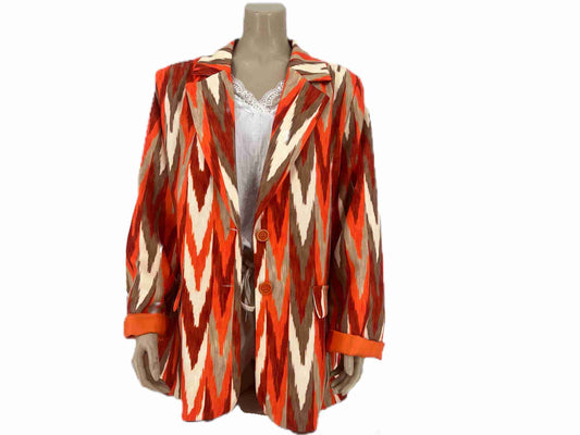 Oversized Blazer Vrolijke Print Oranje