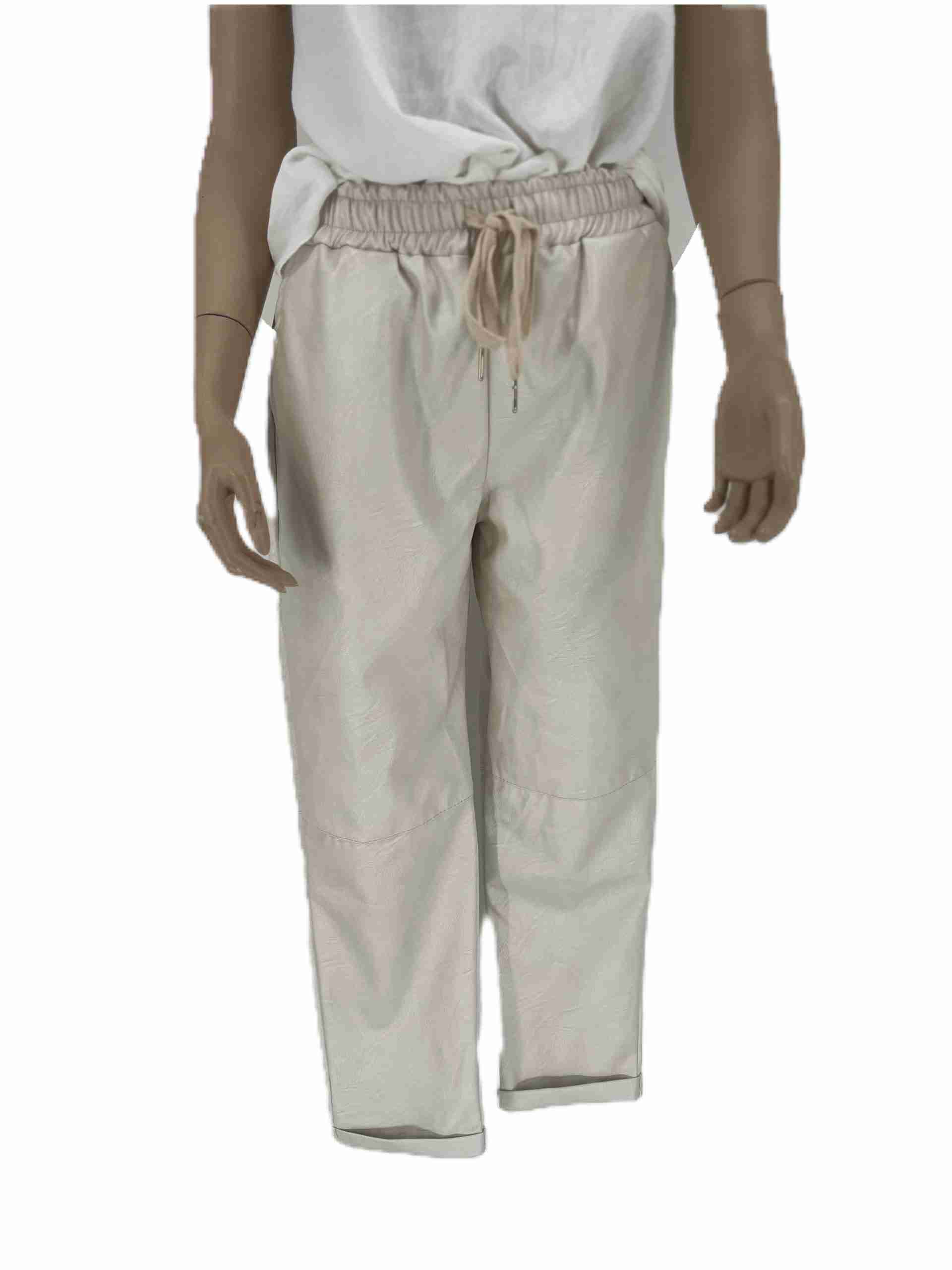 metallic off white chino broek