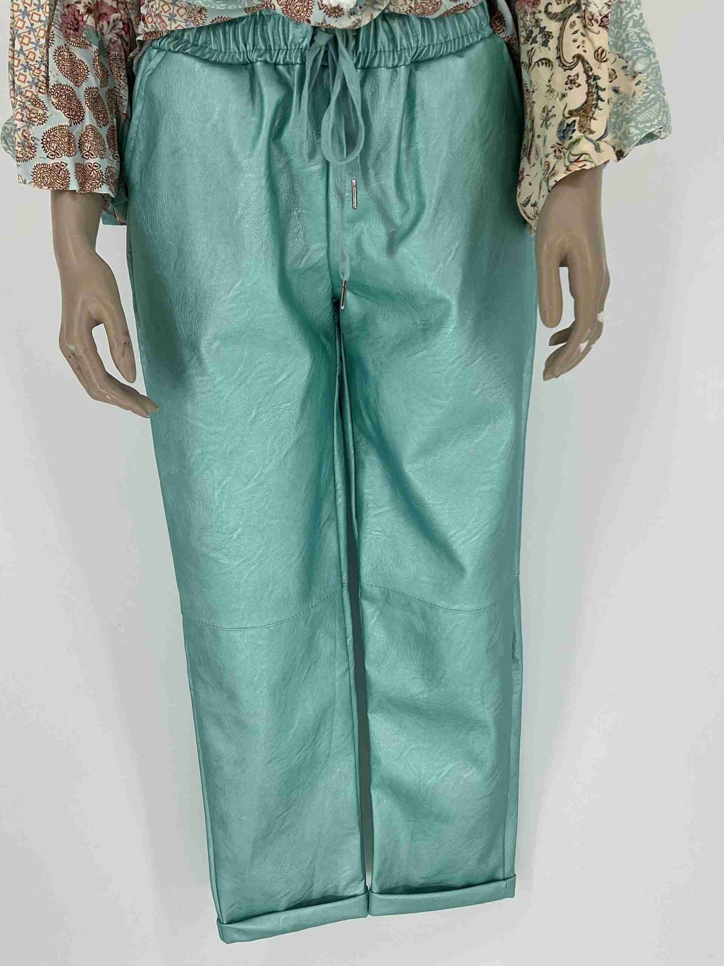 metallic Mint chino broek