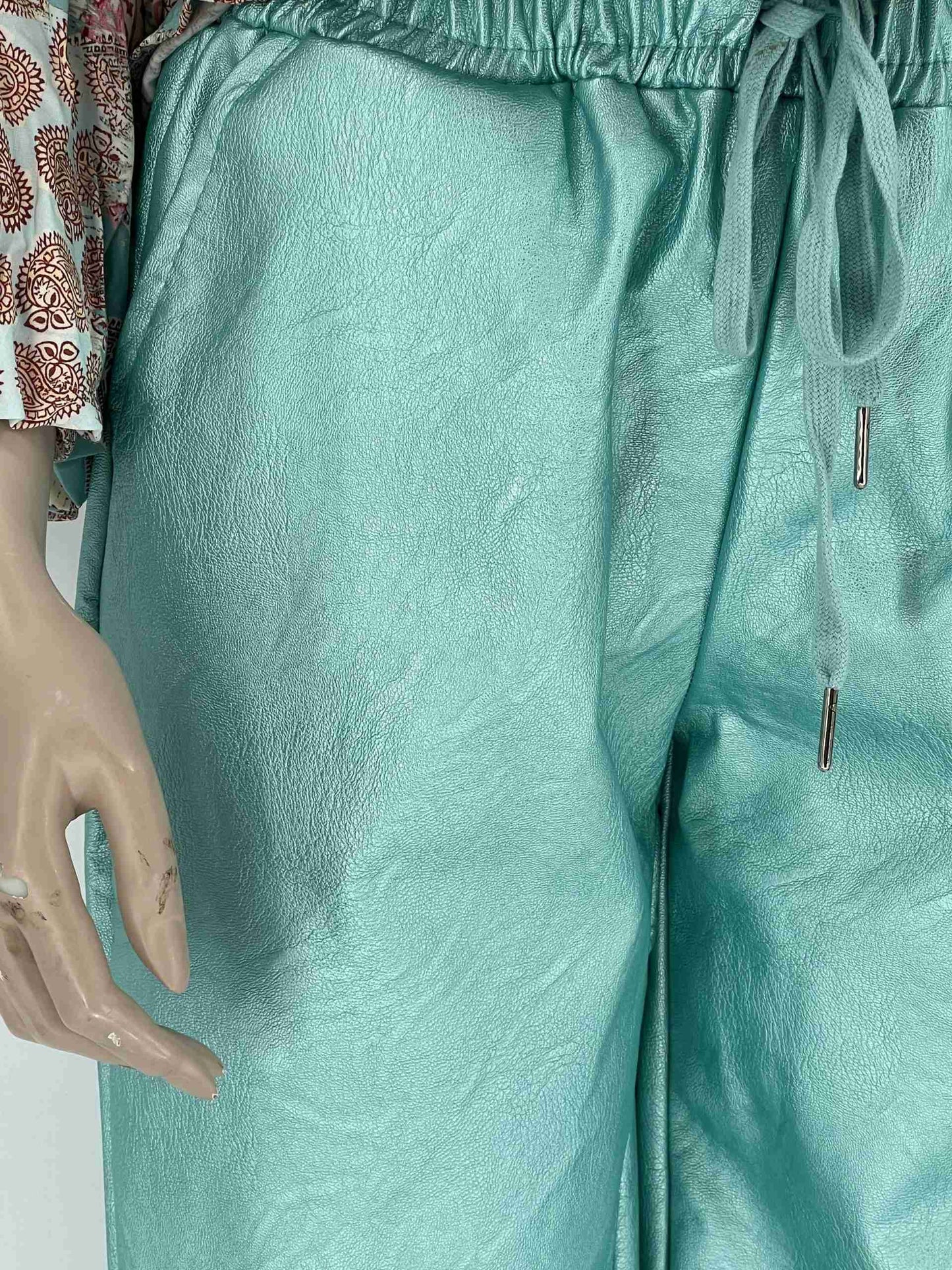metallic Mint chino broek
