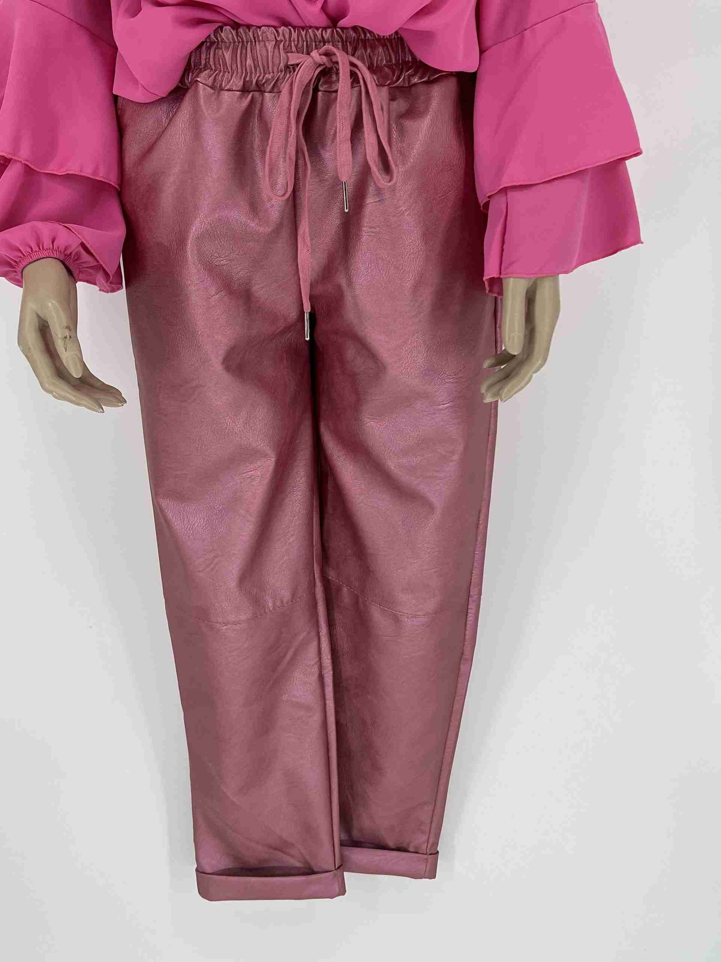 metallic rose chino broek