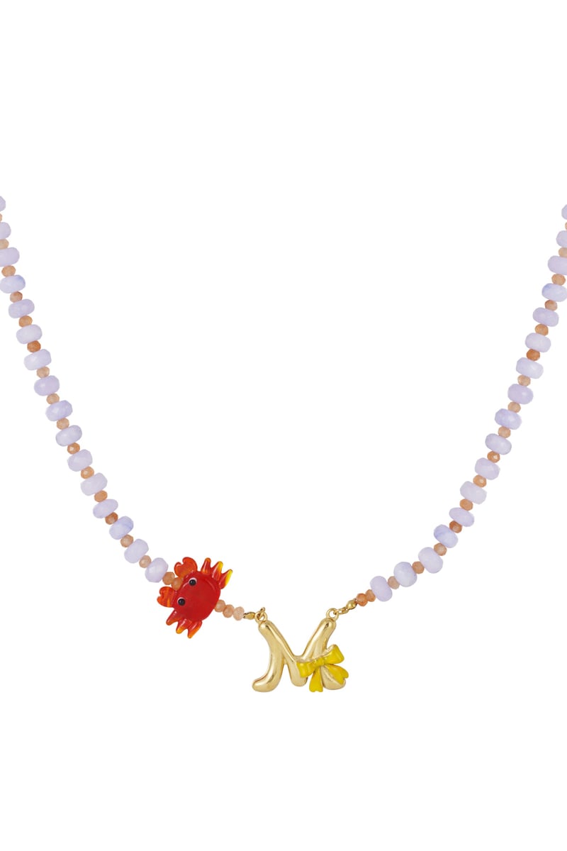 Vrolijke kralen initialen ketting met bedels