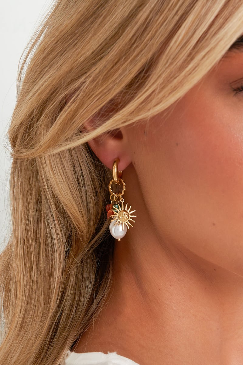 Oorbellen met hanger in de vorm van een zon, casual, dagelijks, eenvoudig, serie, damessieraden