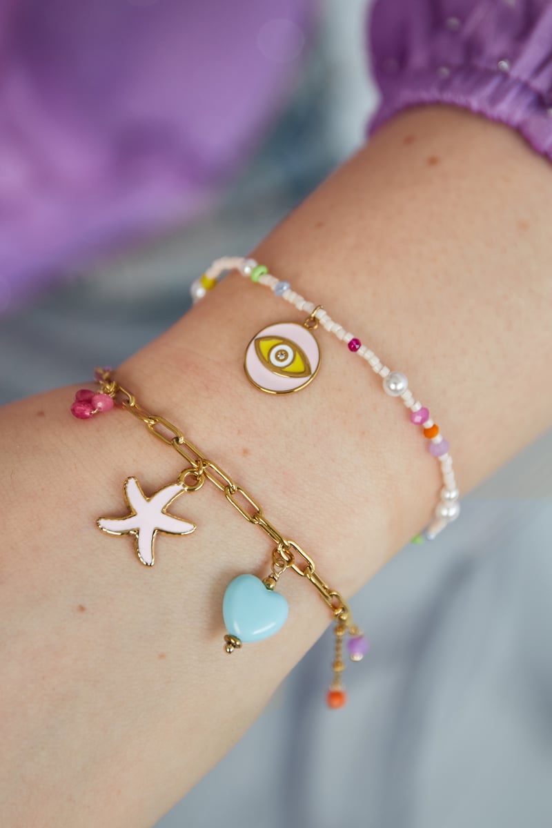 All eyes on you Armband - Roze multi