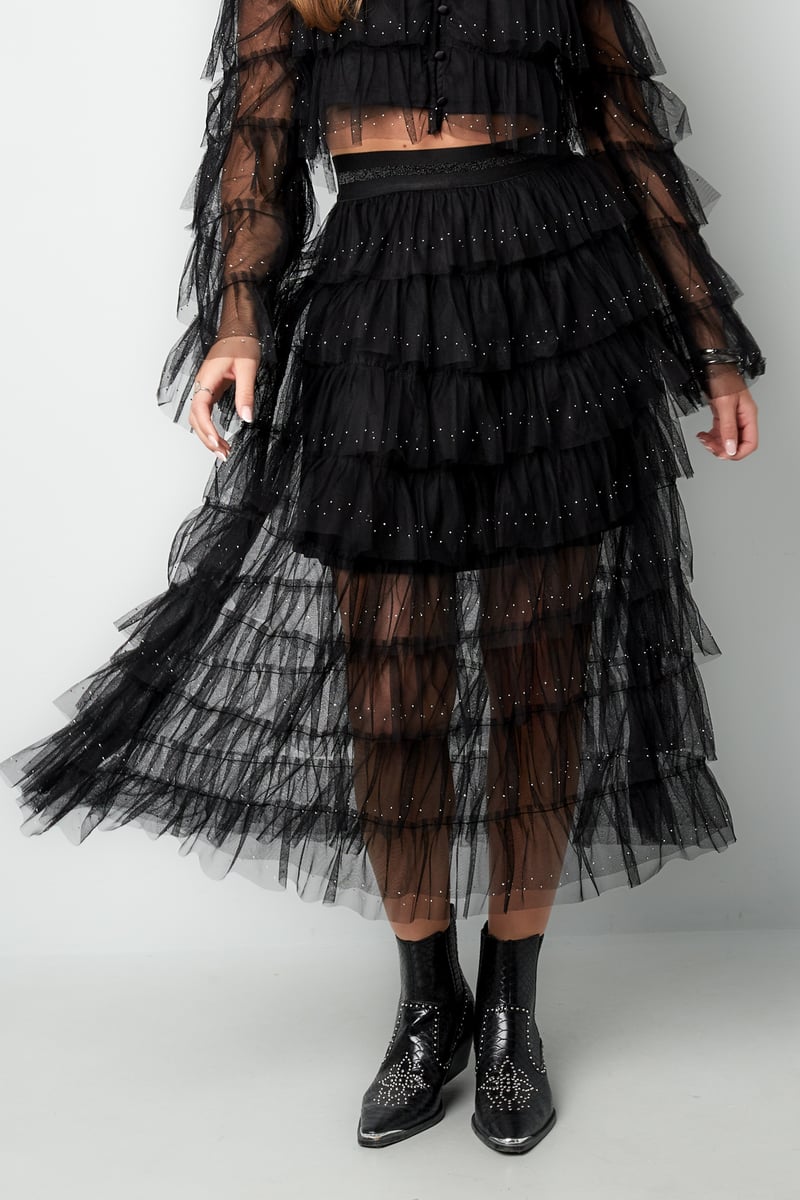 Festival The Sparkly Ruffle Rok - Zwart