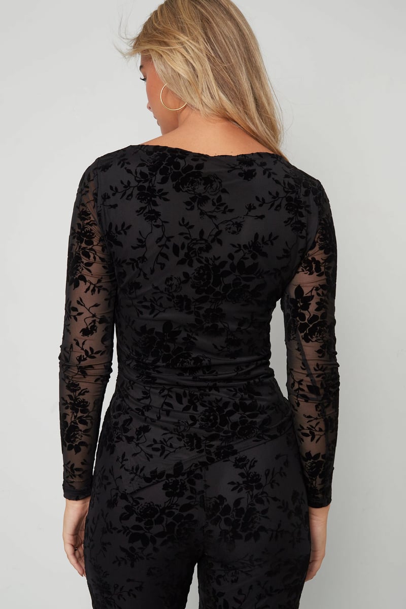 Polyestervezel (polyester) Tops met lange mouwen Bloemenprint Sexy herfst-/winterkleding