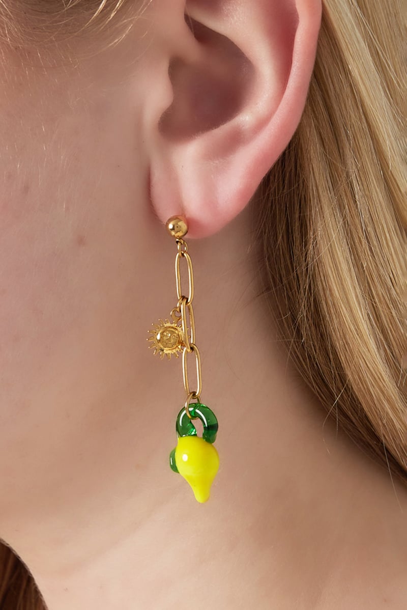 Citroenzon oorbellen