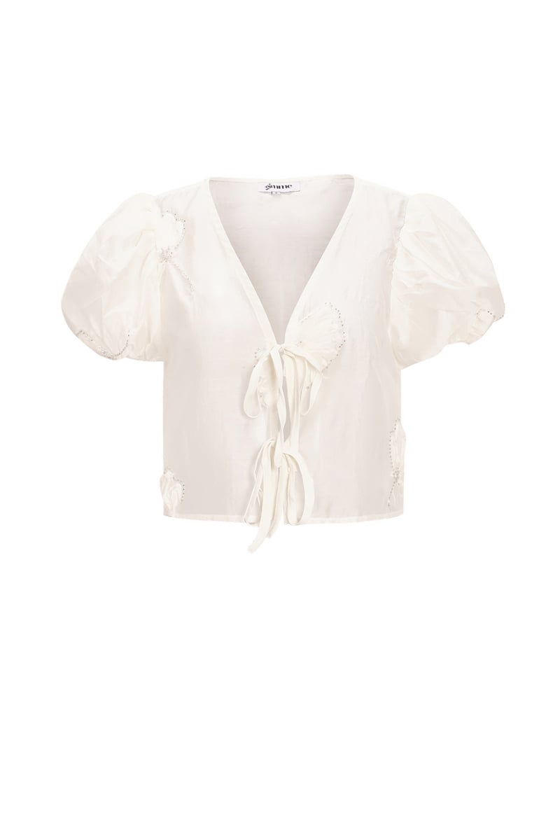 Top met bloementextuur