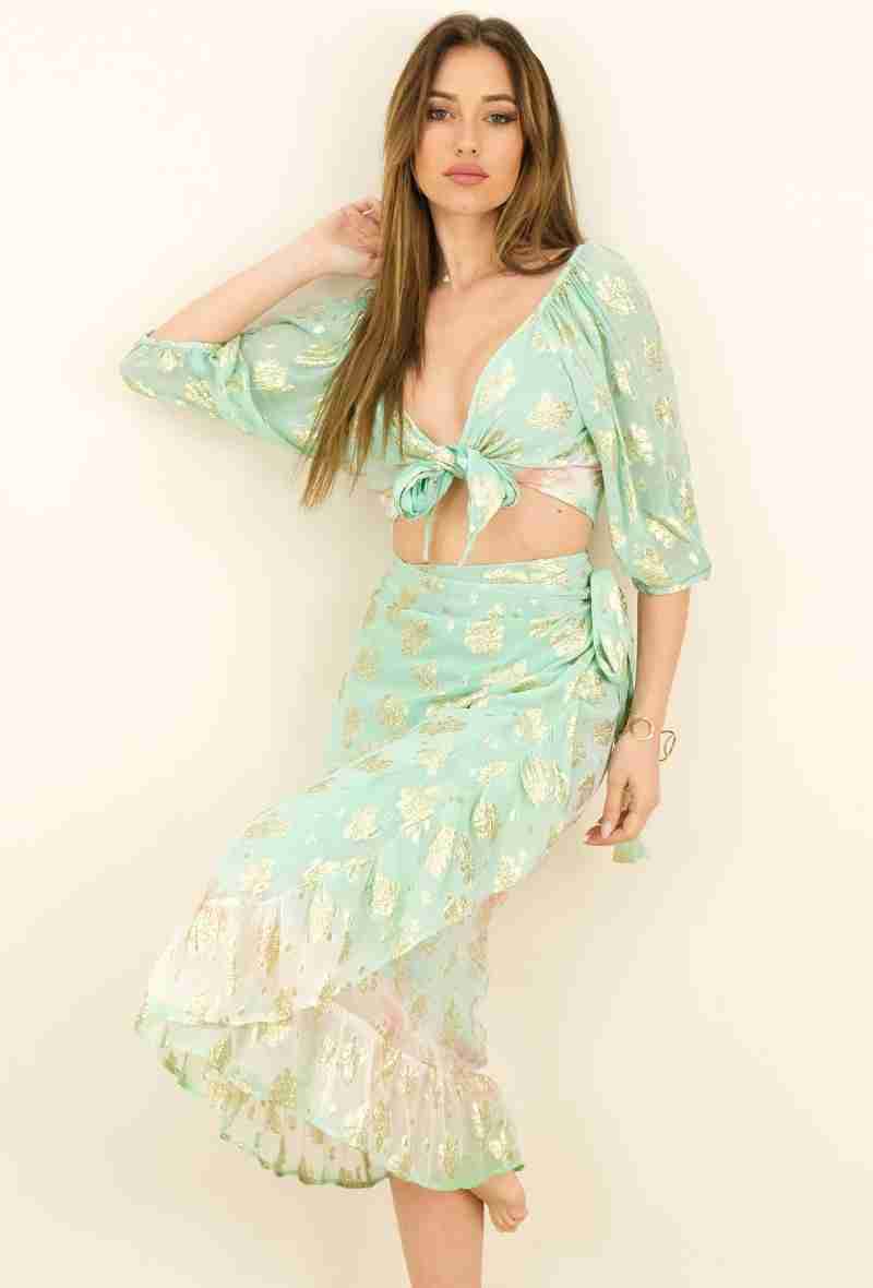 Set Ibiza Overslag Rok met Knoop Top