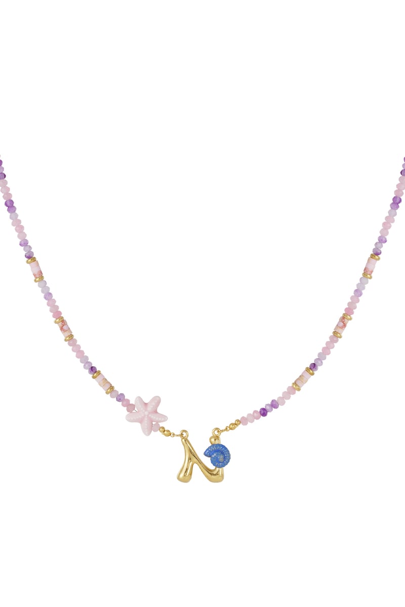 Vrolijke kralen initialen ketting met bedels