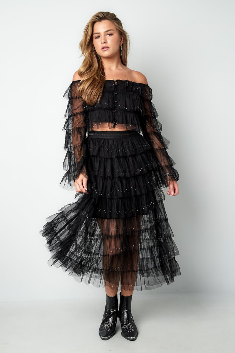 Festival The Sparkly Ruffle Rok - Zwart