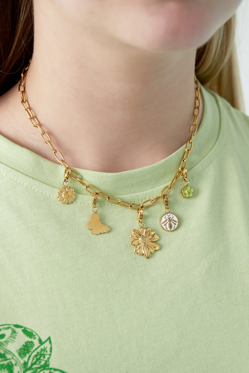 Gedetailleerde bloemen DIY ketting