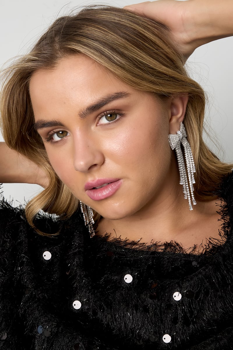 Koperen oorbellen met strik, elegante kerst, luxe serie, damessieraden