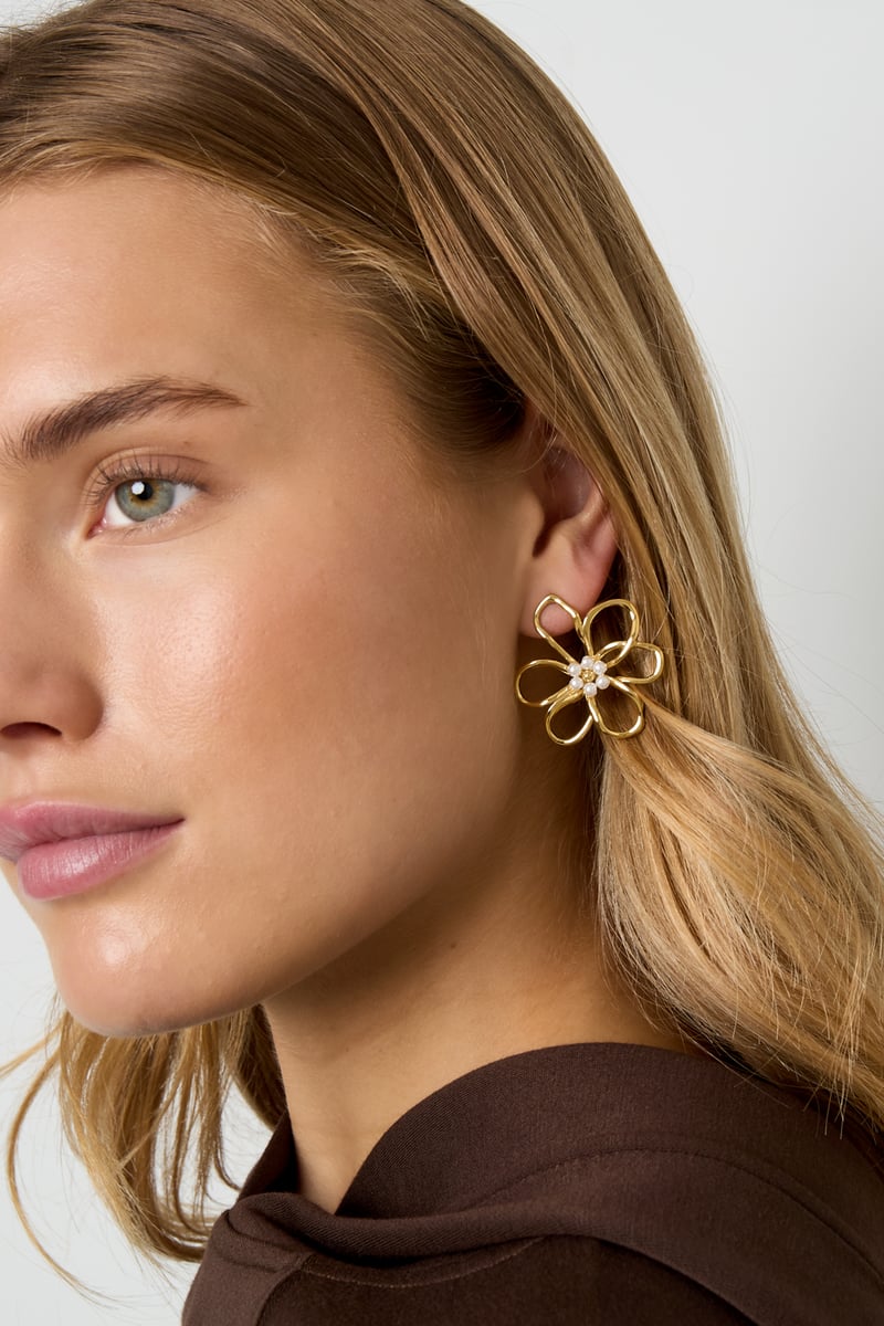 Roestvrijstalen oorbellen met bloemmotief, casual, dagelijks, eenvoudig, serie, damessieraden