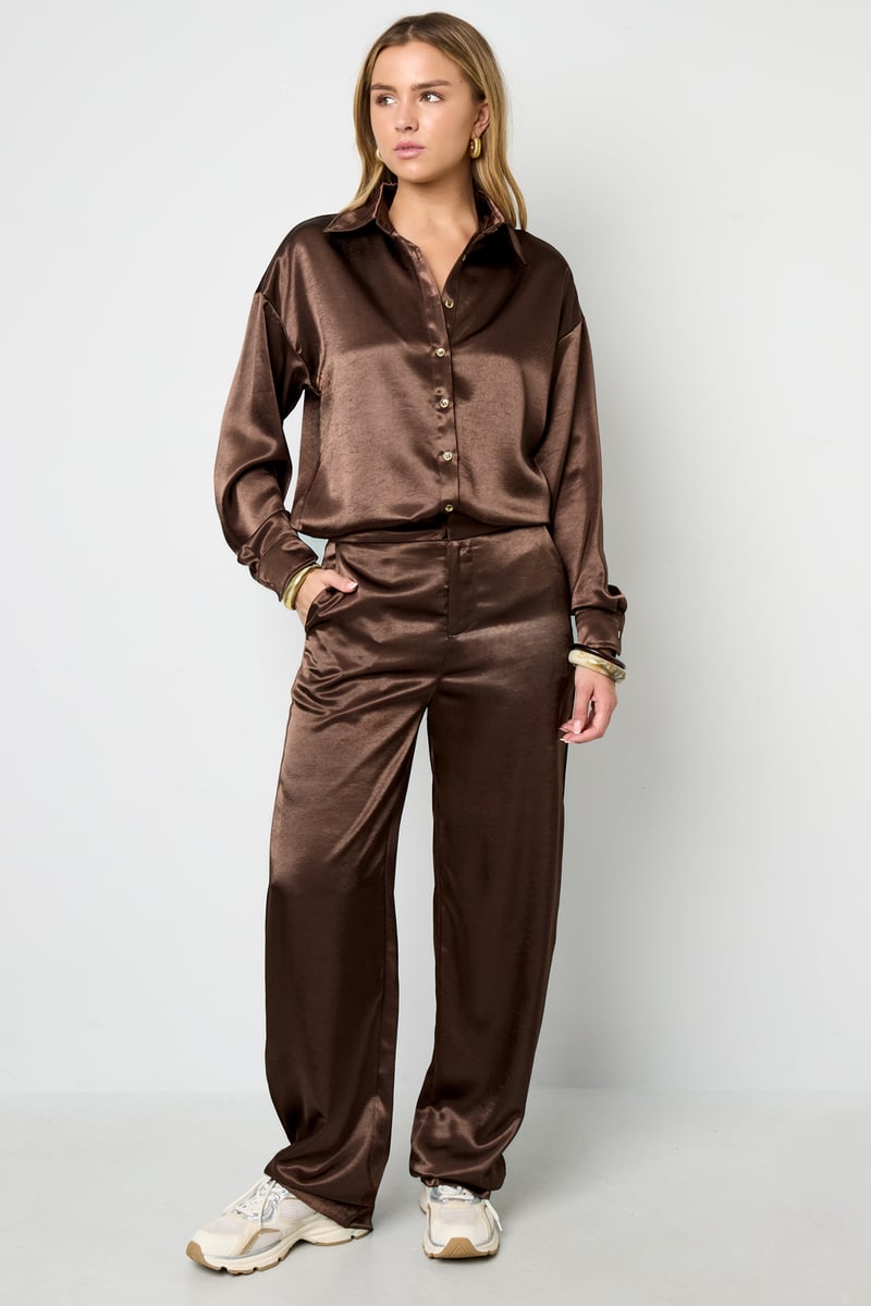 Zijden look broek