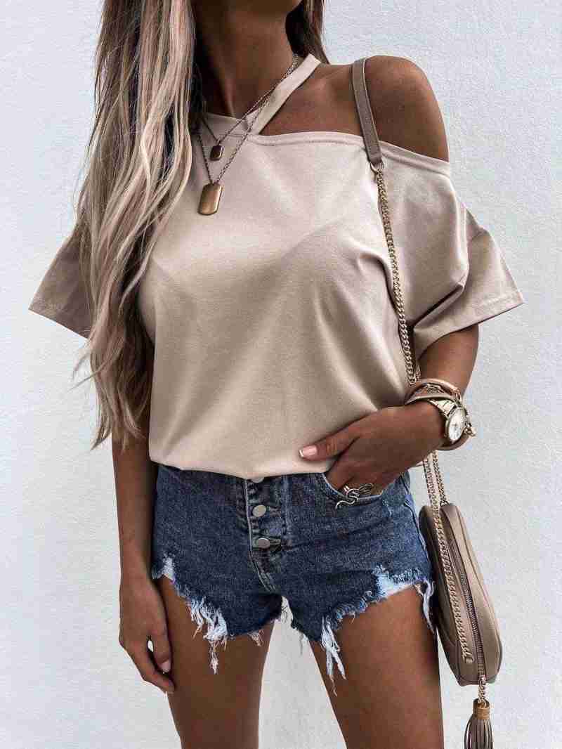 Cut-Out Off Shoulder Shirt
