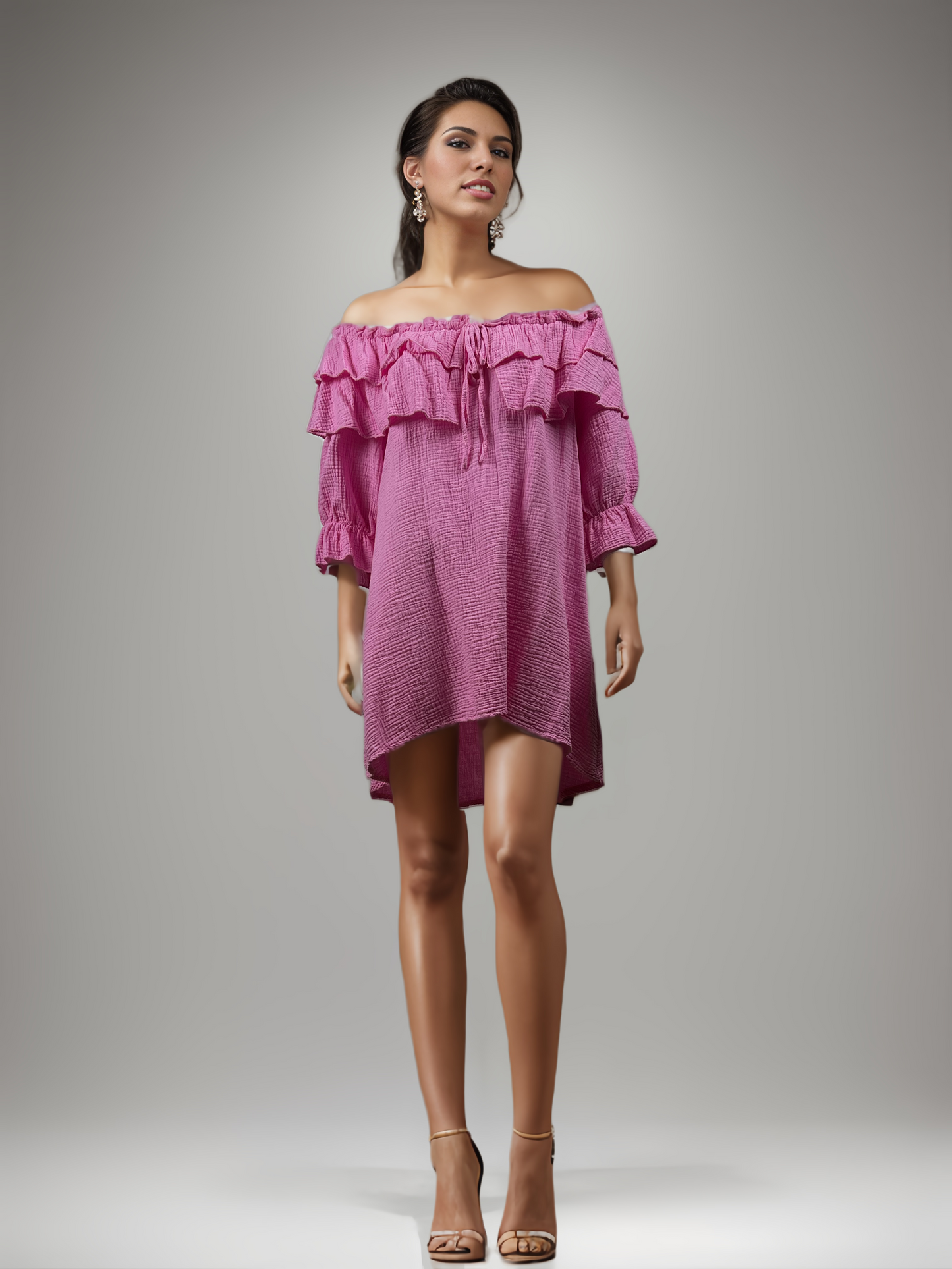 Off Shoulder Jurkje Korte Mouw