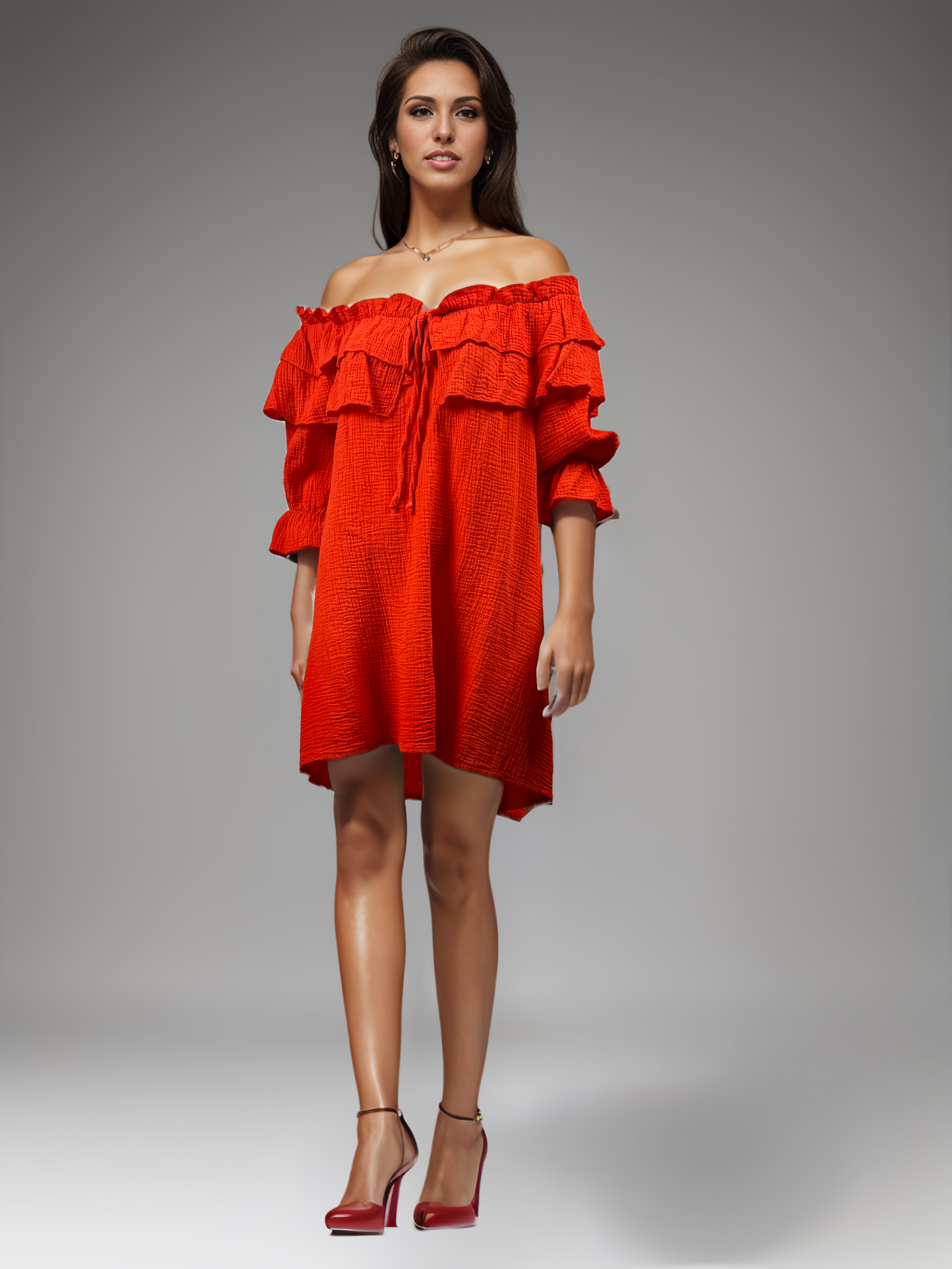 Off Shoulder Jurkje Korte Mouw