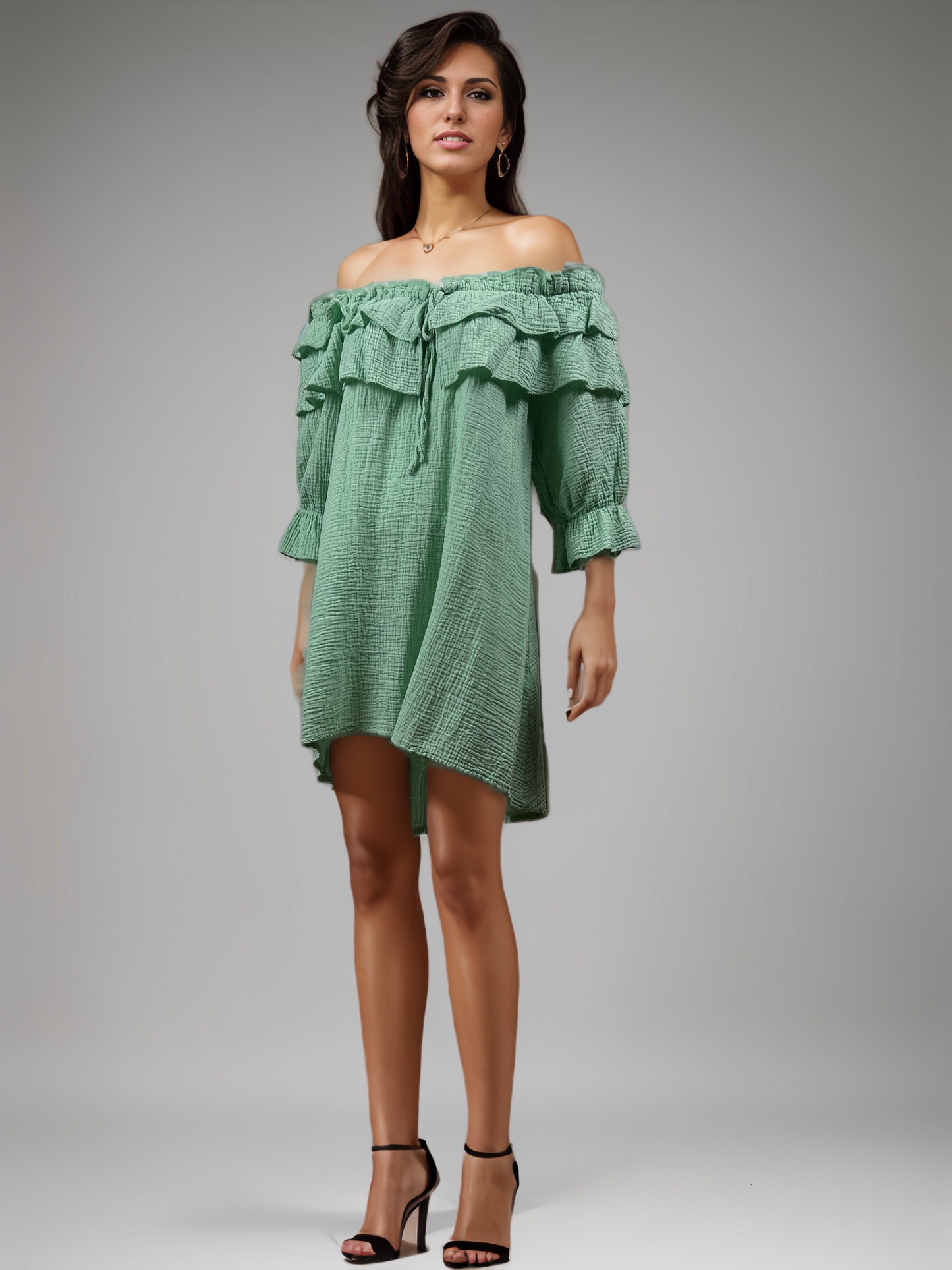 Off Shoulder Jurkje Korte Mouw